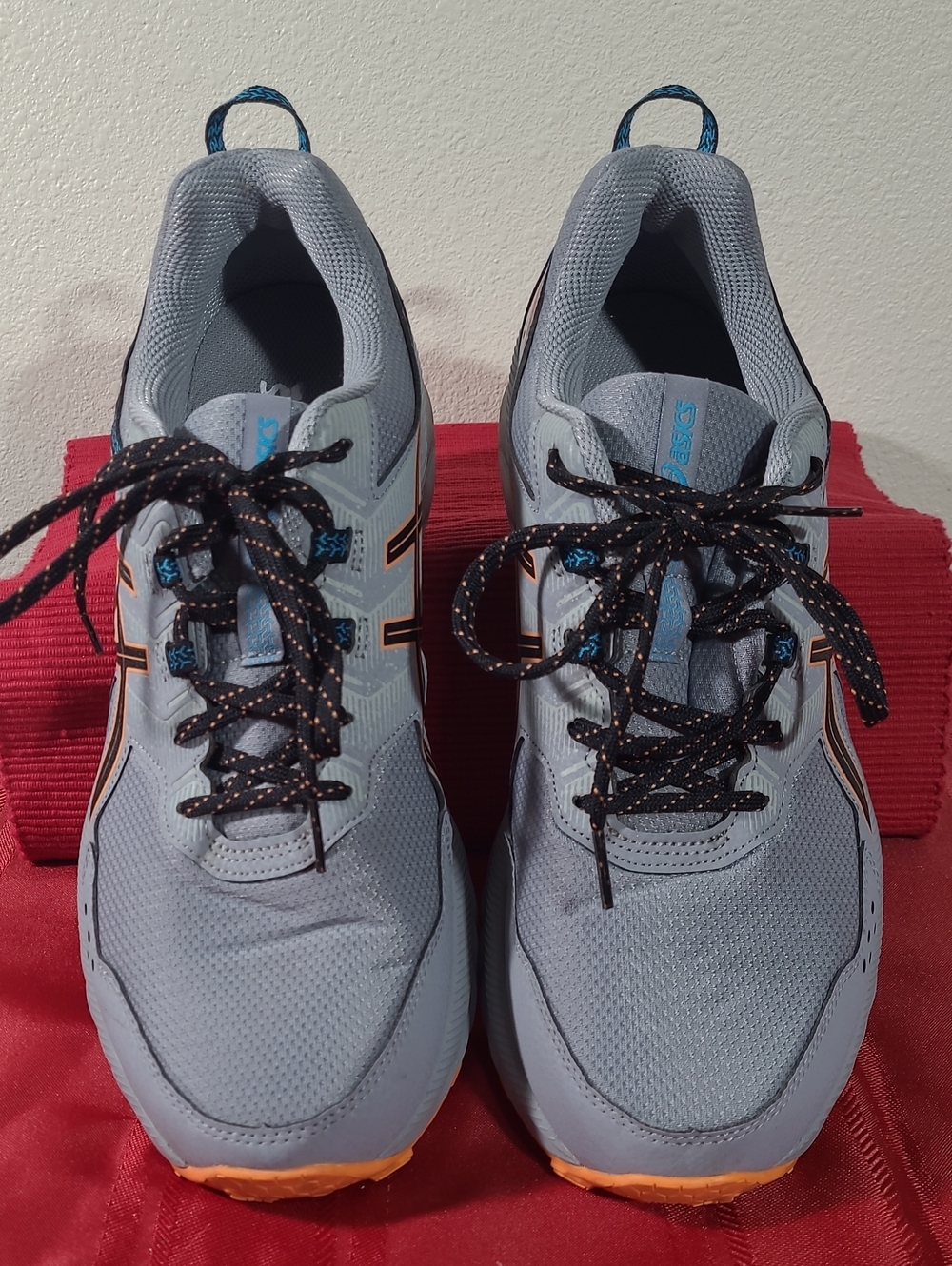 Asics Gel-venture 9, Light Blue Running Shoes with Orange Accents - Men